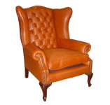 Deep Buttoned Leather Norfolk Wingback Chair